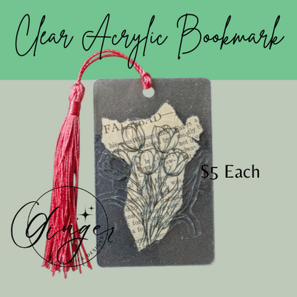 Tulip Outline Dictionary Acrylic Bookmark