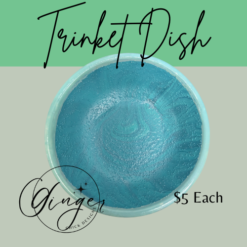 Turquoise Paint Pour Trinket Dish