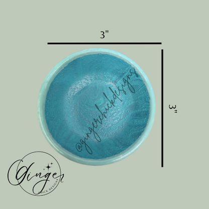 Turquoise Paint Pour Trinket Dish