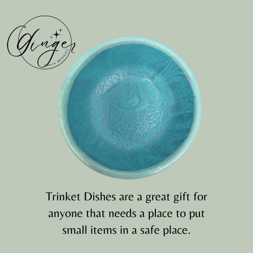 Turquoise Paint Pour Trinket Dish