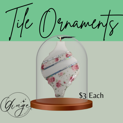 Victoria Flowers Ceramic Tile Ornament