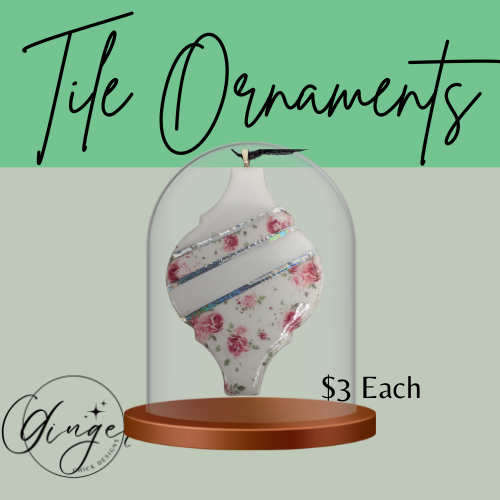 Victoria Flowers Ceramic Tile Ornament