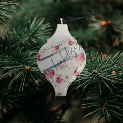 Victoria Flowers Ceramic Tile Ornament