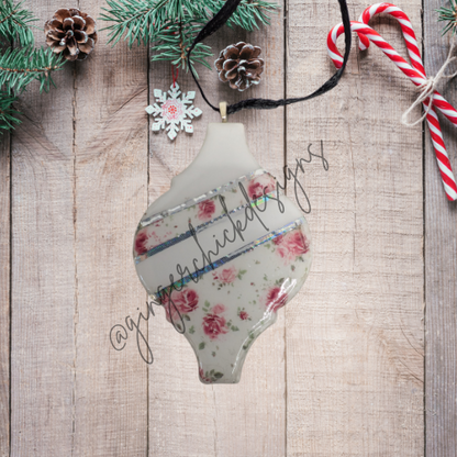 Victoria Flowers Ceramic Tile Ornament