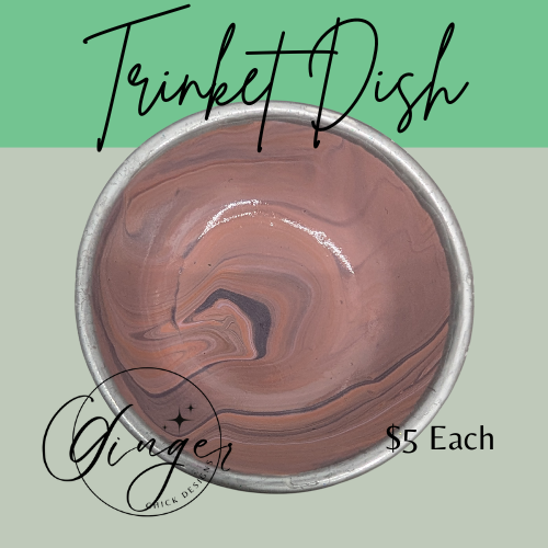 Vintage Blush Paint Pour Trinket Dish