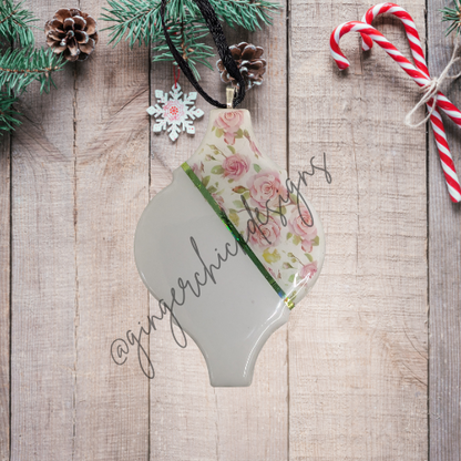 Vintage Rose Ceramic Tile Ornament