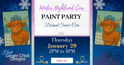 Winter Highland Cow Paint Party