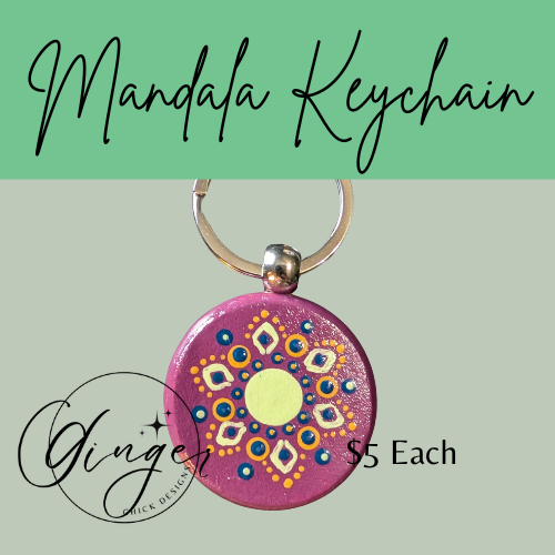 Yellow Diamond Mandala Dot Keychain