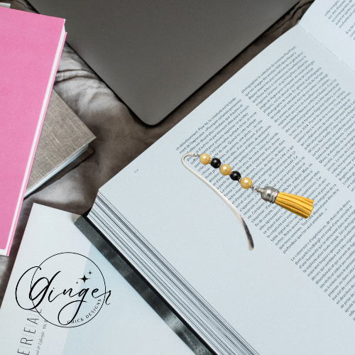 Yellow and Black Tassel Hook Bookmark
