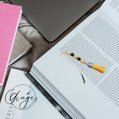 Yellow and Black Tassel Hook Bookmark