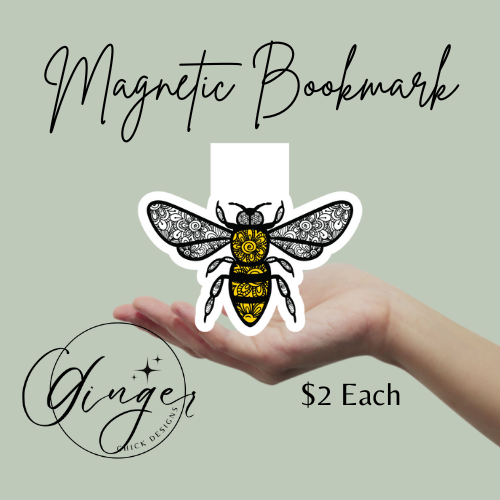 Zentangle Bumble Bee Magnetic Bookmark