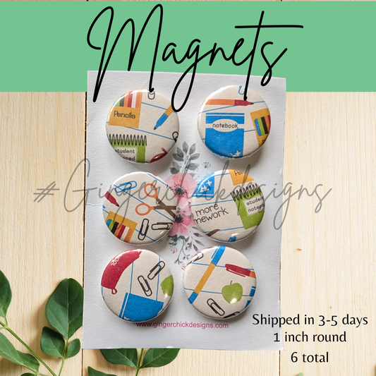 Back to School Button Magnets