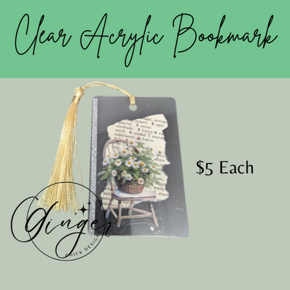 Basket of Daisies Dictionary Acrylic Bookmark