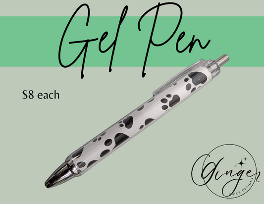 Black and White Paw Print Gel Pen
