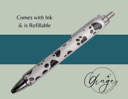 Black and White Paw Print Gel Pen