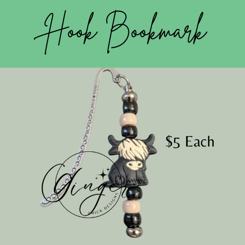 Black Highland Cow Hook Bookmark