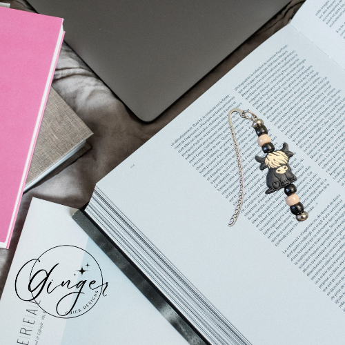 Black Highland Cow Hook Bookmark