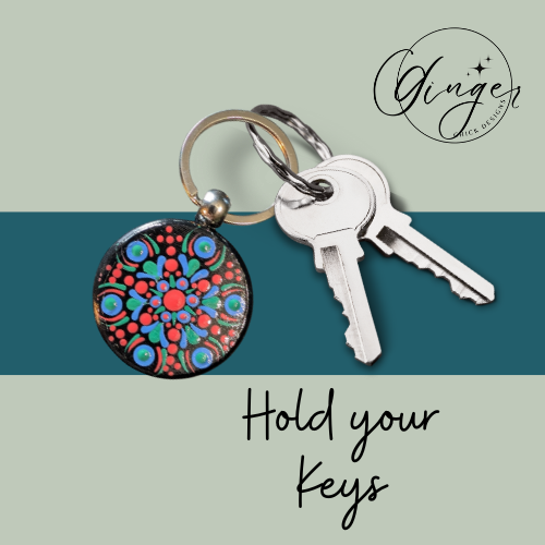 Blue Daisy Mandala Dot Keychain