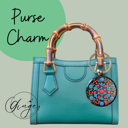 Blue Daisy Mandala Dot Keychain