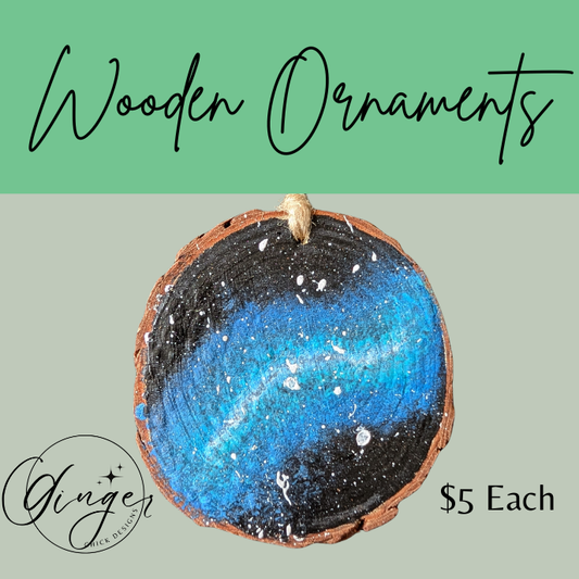 Blue Galaxy Wooden Ornament