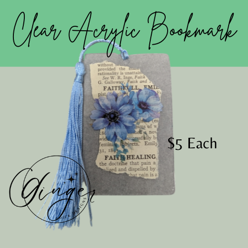 Blue Daisies Dictionary Acrylic Bookmark