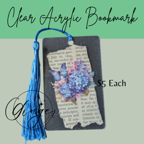 Blue Hydranga Dictionary Acrylic Bookmark