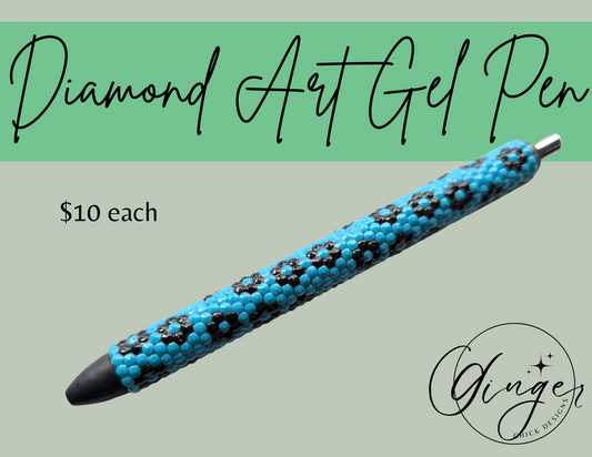 Blue with black flowers Diamond Art Ink Joy Gel Pen