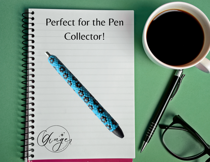 Blue with black flowers Diamond Art Ink Joy Gel Pen