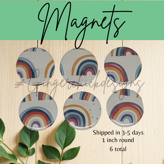 Boho Rainbow Button Magnets