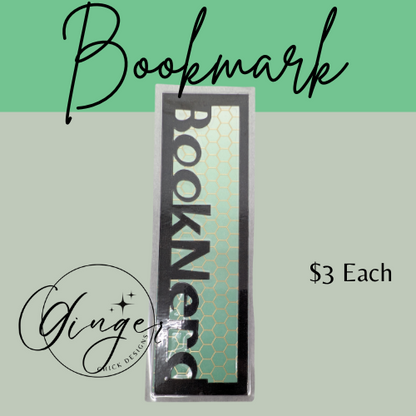 Booknerd Laminated Bookmark with Green Ombre and Honey Comb