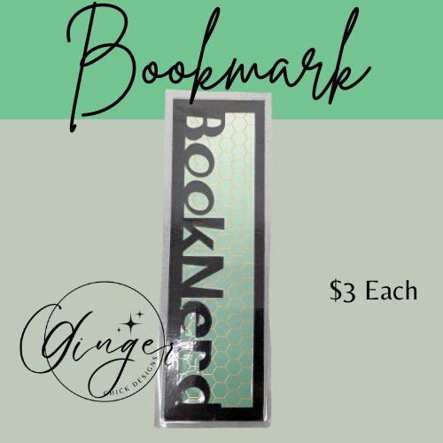 Booknerd Laminated Bookmark with Green Ombre and Honey Comb