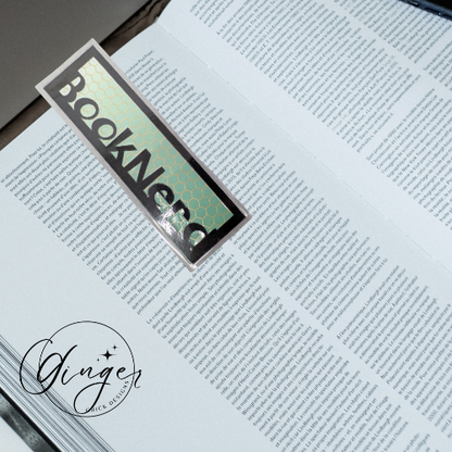 Booknerd Laminated Bookmark with Green Ombre and Honey Comb