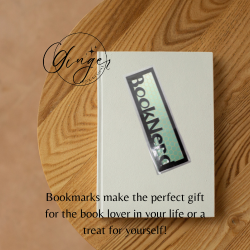 Booknerd Laminated Bookmark with Green Ombre and Honey Comb