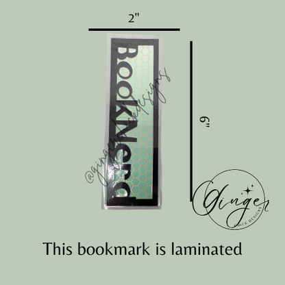 Booknerd Laminated Bookmark with Green Ombre and Honey Comb