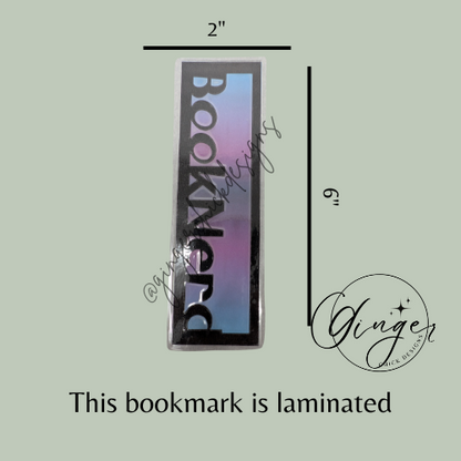 Booknerd Laminated Bookmark with Pink & Blue
