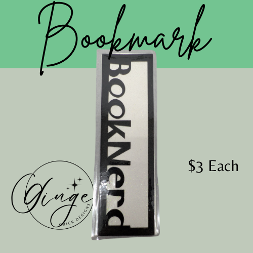 Booknerd Laminated Bookmark with White Glitter