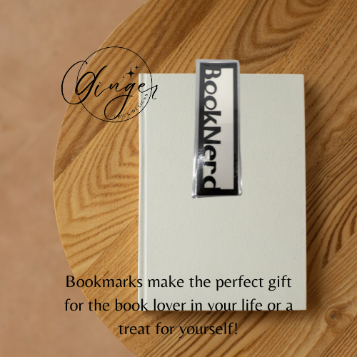 Booknerd Laminated Bookmark with White Glitter