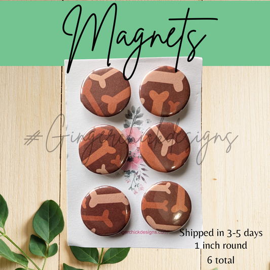 Brown Dog Bones Button Magnets