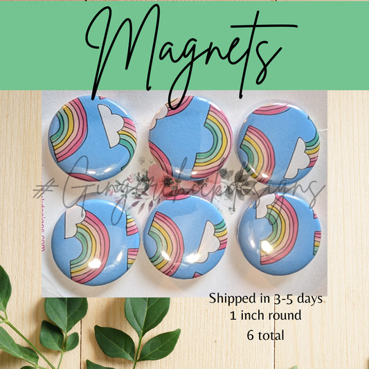 Cartoon Rainbow Button Magnets
