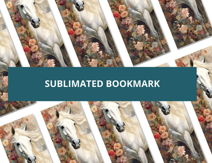 White Horse with Flowers Bookmark