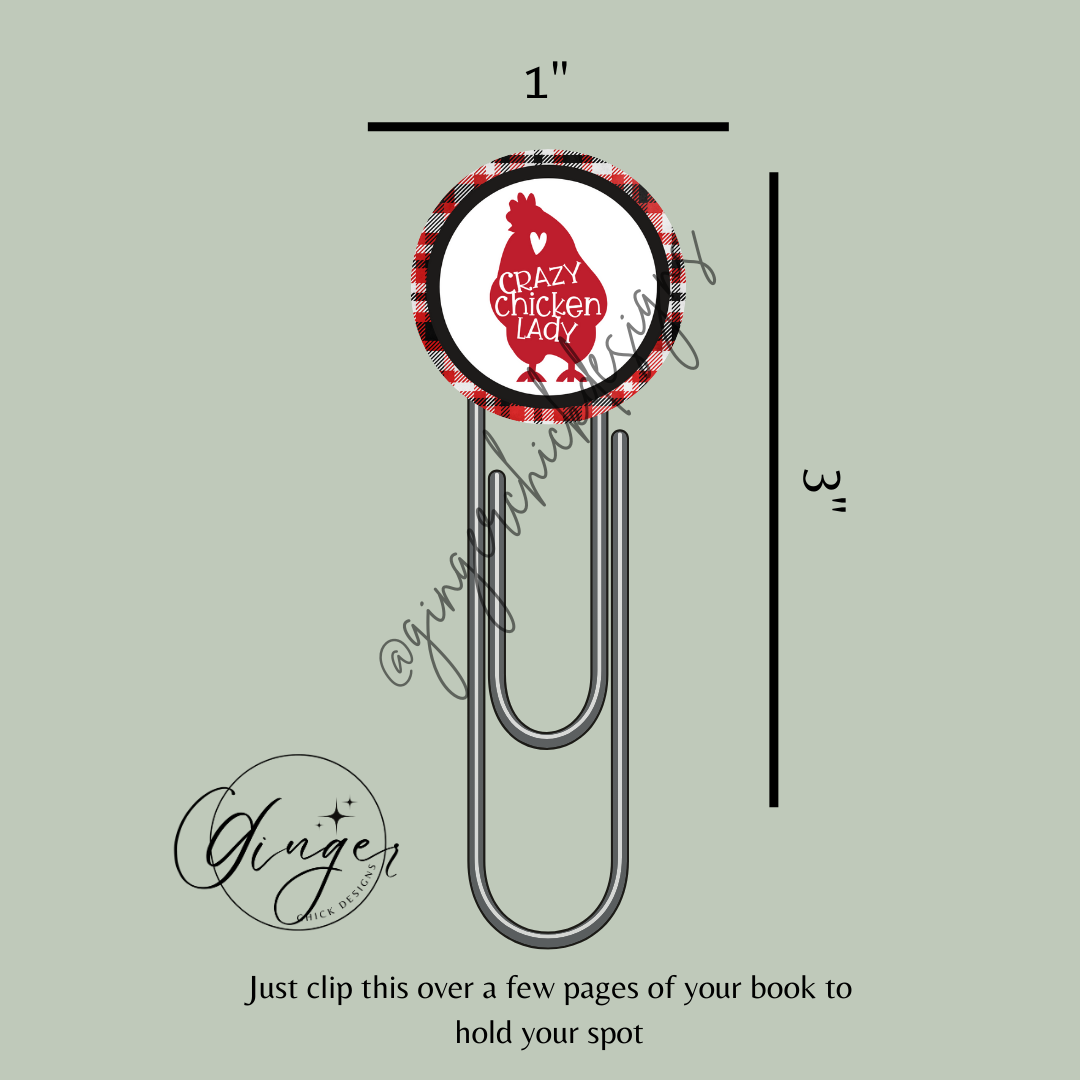 Crazy Chicken Lady 3-Inch Paperclip Bookmark