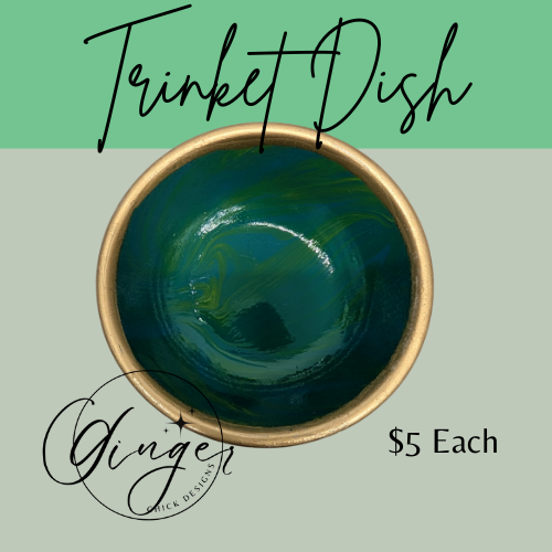 Emerald City Paint Pour Trinket Dish