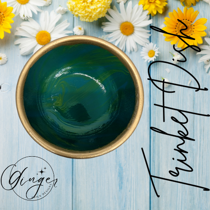 Emerald City Paint Pour Trinket Dish