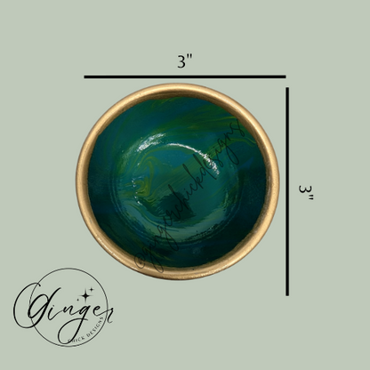 Emerald City Paint Pour Trinket Dish