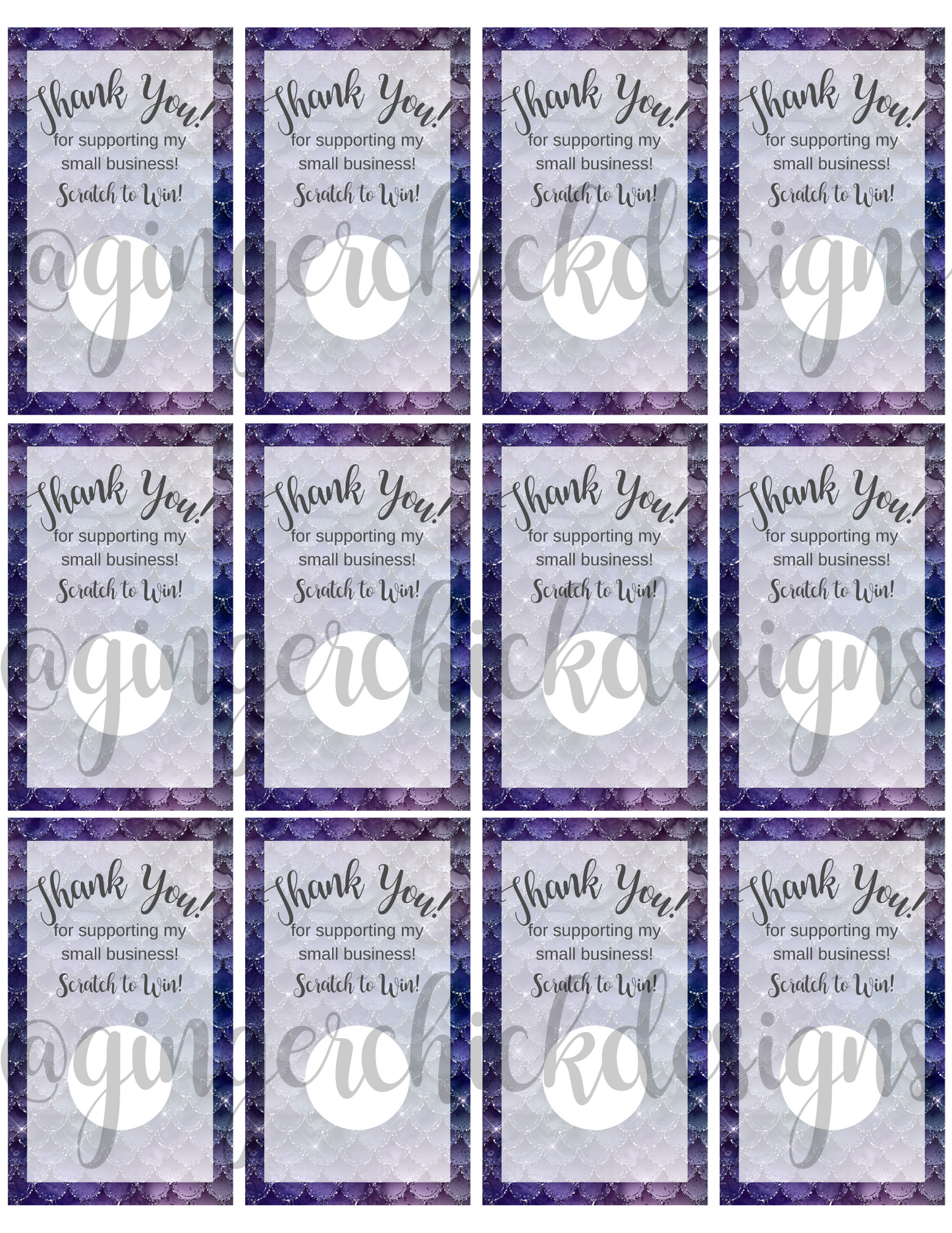 Purple Mermaid Digital Scratch off Ticket