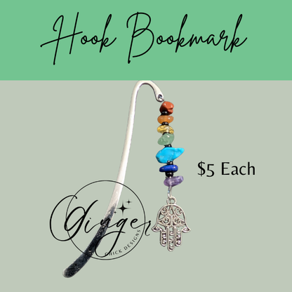 Gemstones with Hamsa Hand Hook Bookmark