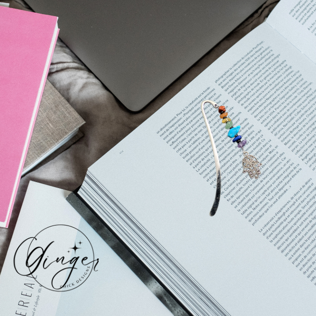 Gemstones with Hamsa Hand Hook Bookmark