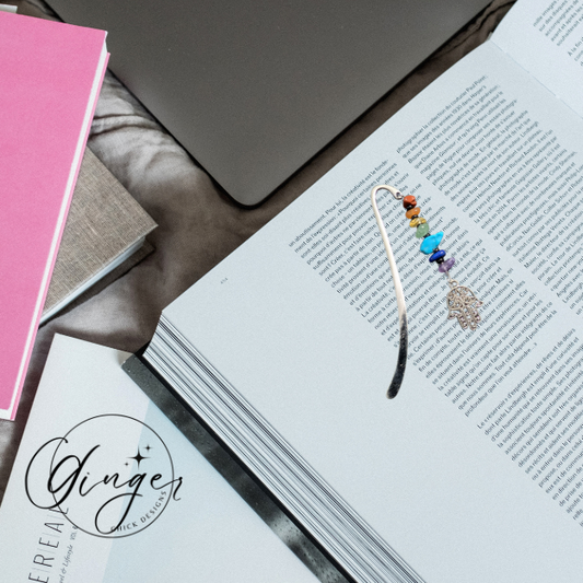 Gemstones with Hamsa Hand Hook Bookmark