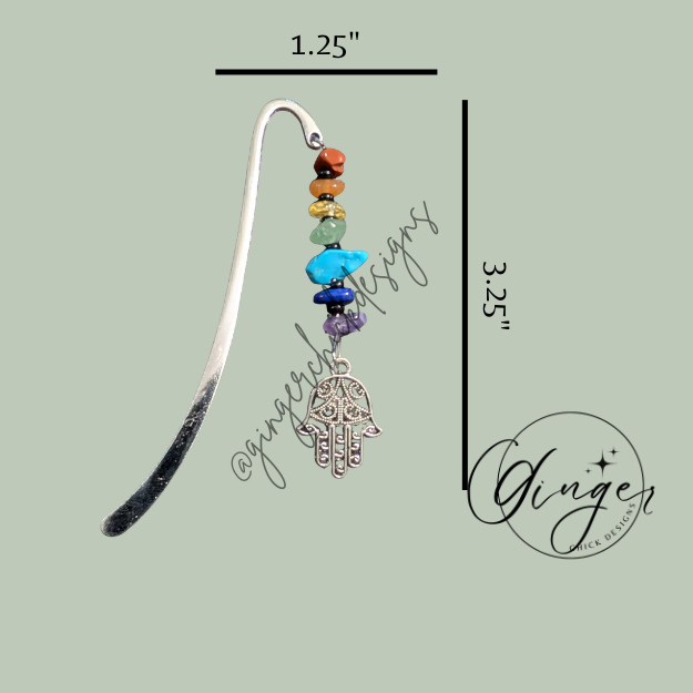Gemstones with Hamsa Hand Hook Bookmark