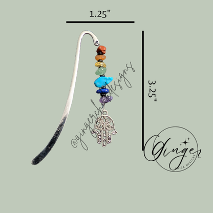 Gemstones with Hamsa Hand Hook Bookmark